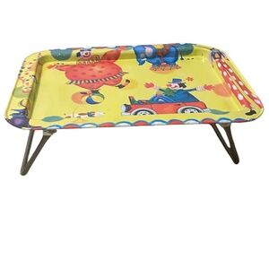 Kids Lap Tray Yellow Clown Child's Cartoon Folding Lap Serving Tray‎ Tin Metal